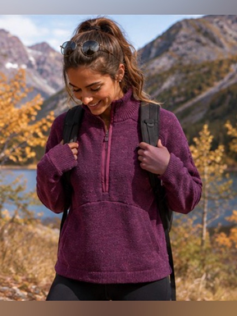 Lululemon Gorpcore Granola Girl Summit Stride Sweater in heathered deep rouge
